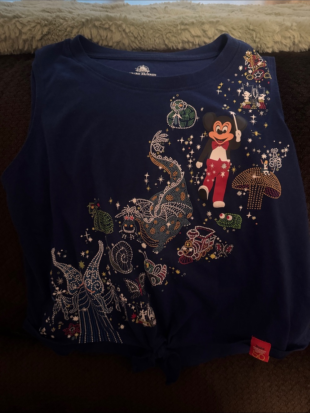Disney Navy Blue Graphic Tee with Mickey Sorcerer Design